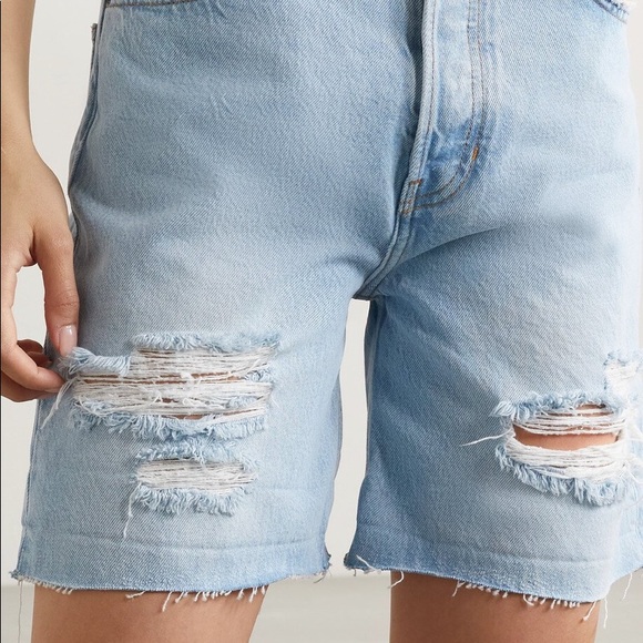 Reformation distressed denim shorts size 26 wash Tahoe Destroyed - Picture 2 of 13